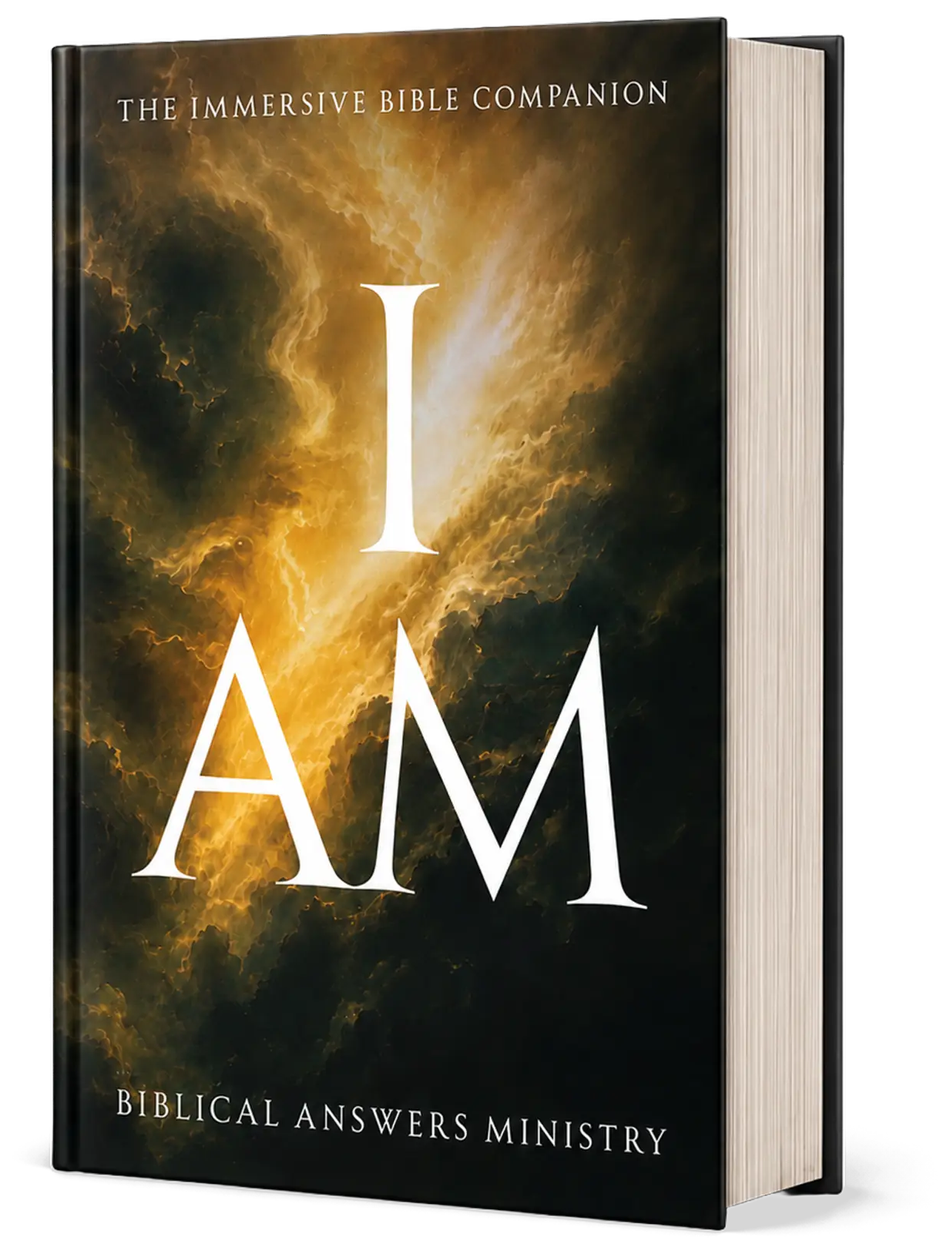 Book cover of I AM: The King of Glory from Biblical Answers Ministry, shown as an angled hardcover